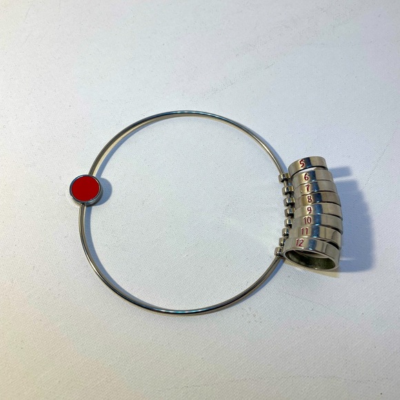 Silver Tone Ring Sizer with Red Accent - Picture 4 of 4